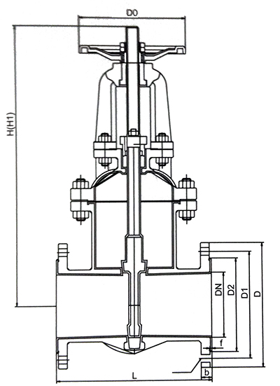 襯氟閘閥結(jié)構(gòu)示意圖